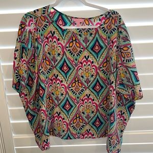 ⚓️Lilly Pulitzer ⚓️cold shoulder silk blouse RARE sz XL